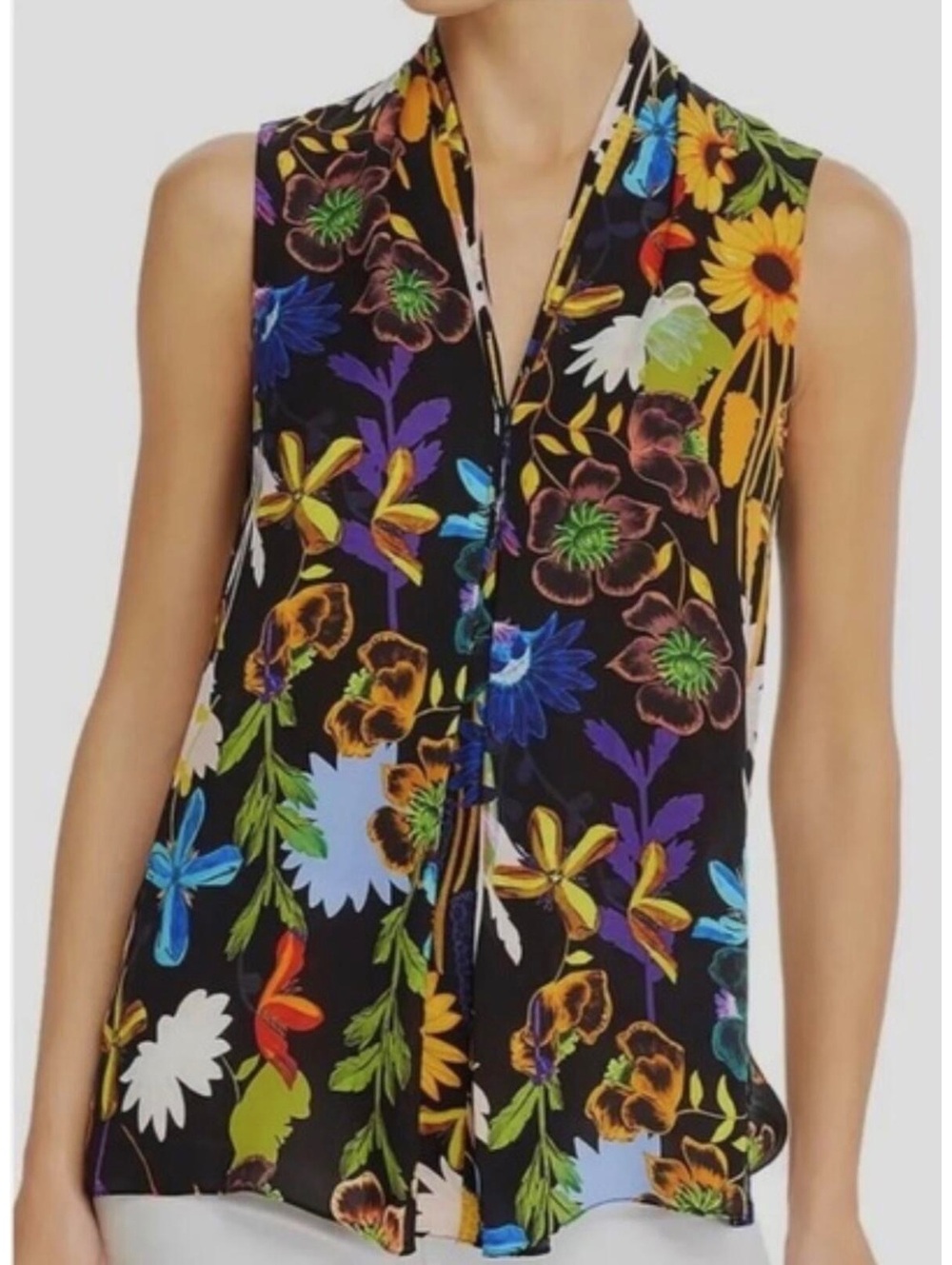 Kobi Halperin “Lorena” Silk-Blend Sleeveless Blouse, Size Medium - Picture 4 of 10